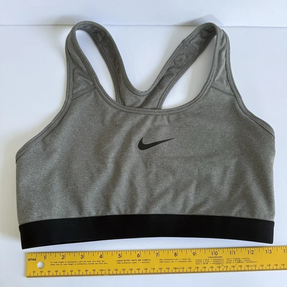 Nike Dri-fit Sports Bra‎ Size Large GrayBlack Racerback Medium Impact Support